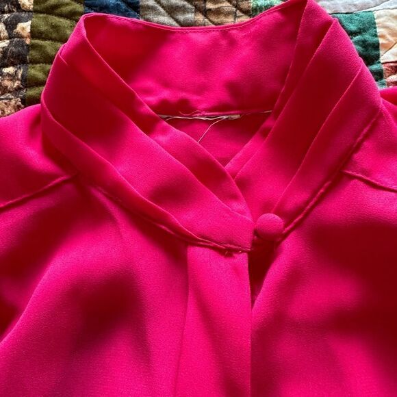 Vintage Fuscia Sheer Button Up Top Size L - Picture 8 of 9